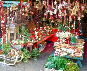 Decorations At A Christmas Stand At The Salzburg Christkindlmarkt