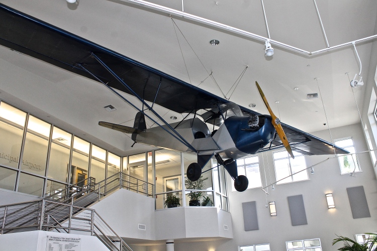 1935 Piper Cub Suspended From The Ceiling Of The Vero Beach Airport Terminal