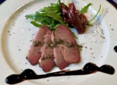 Maple Smoked Duck Breast With Onion Marmalade And Green Pepper
